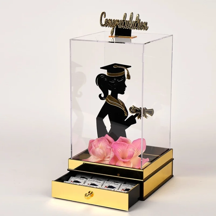 Glass Stand with Chocolate Sticker for Girl Graduating